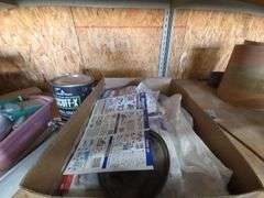 Shelf w/ Painting supplies, Paint Sprayers Etc