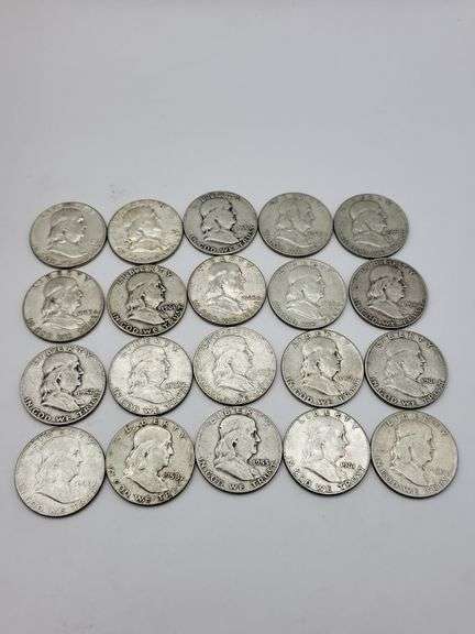 Roll of 20 franklin half dollars 50's & 60's dates image