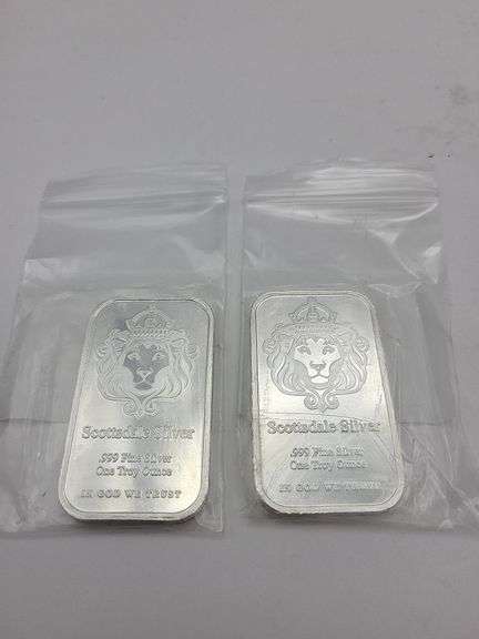 2 one troy  oz. Scottsdale silver bars image