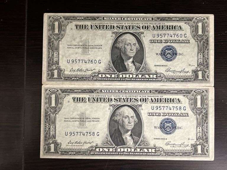 2 1935 E Series One Dollar Silver Certificate UC Crisp image