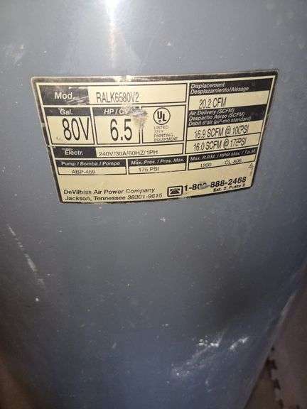 DeVILBISS Air Power Co Pro 4000 80V 6.5HP 175PSI Air Compressor