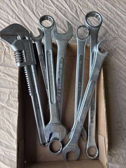 Box of various wrenches