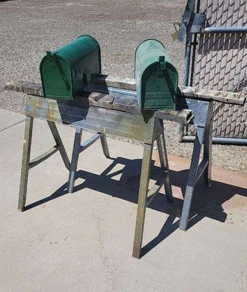 Pair Permit mail Boxes, saw horses