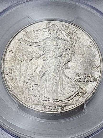 1942 walking liberty half dollar PCGS AU58 50C image