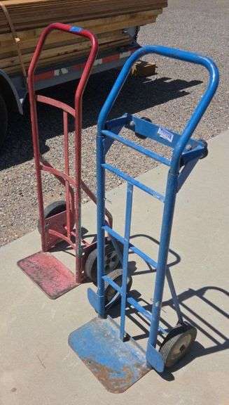 Two Hand Trucks - Blue and Red