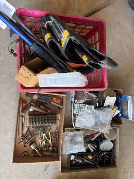 Garage lot. Various tools, calipers, nuts and bolts etc