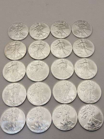 2008 American silver eagle 20 coins .999 UNC image
