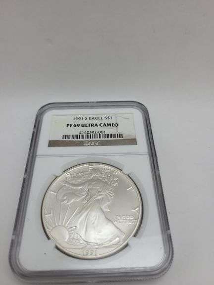 1991 S Eagle S $1 PF69 ULTRA CAMEO SILVER DOLLAR image