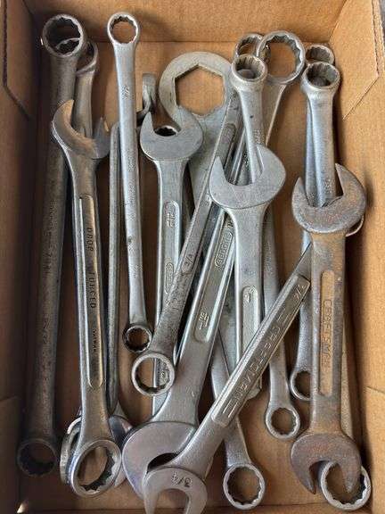 Box of various wrenches