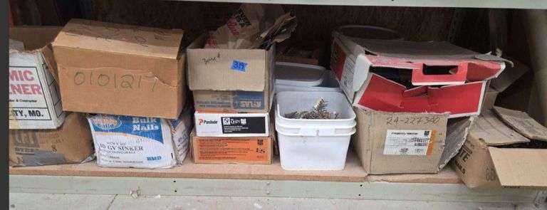 Assorted Nails, Bolts, and Construction Fasteners