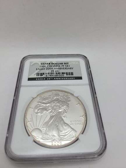 2006 P reverse Pf S$1 Eagle 20th Anniversary PF69 image