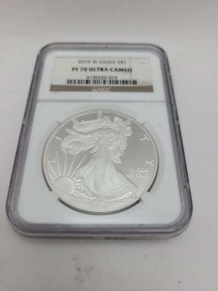 2010 W Eagle S $1 PF70 ULTRA CAMEO SILVER DOLLAR image