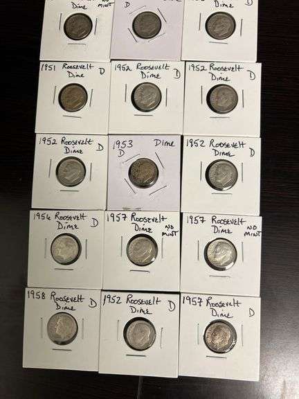 15 Roosevelt Dimes From 1947-1958 image