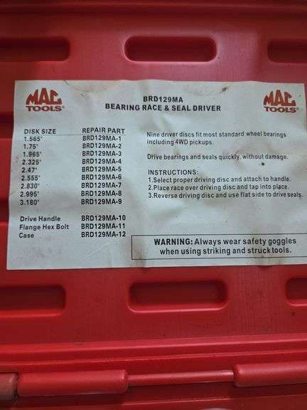 Mac Tools Bearing Race & Seal Driver & Vacuum/ Fuel Pump Pressure Kit