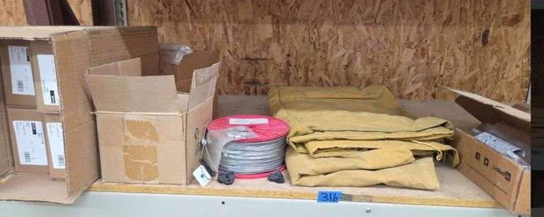 Mixed Lot: Door Hardware, Cable Roll, and Welding Blanket