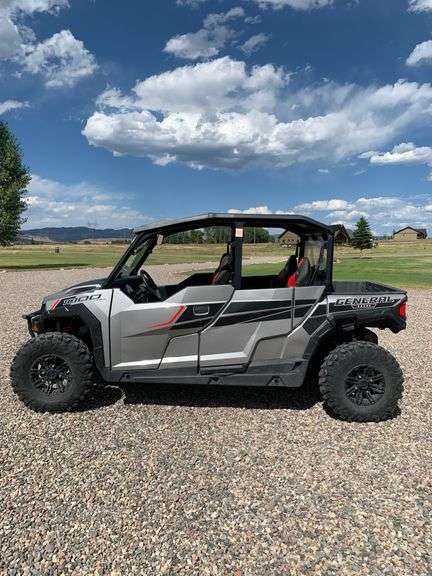 2017 Polaris General - 4 Seater
1000 DOHC, 7100 miles, glass windshield, winch, dump bed, recent service that included a new drive belt and driveline CV joint replacement. Includes extra drive belt and spare tire.