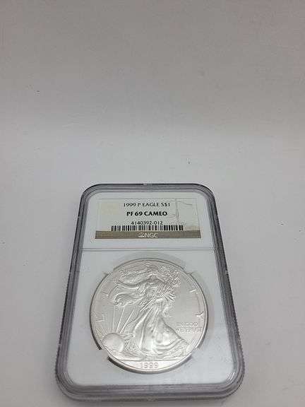 1999 P Eagle S$1 PF69 CAMEO SILVER DOLLAR image