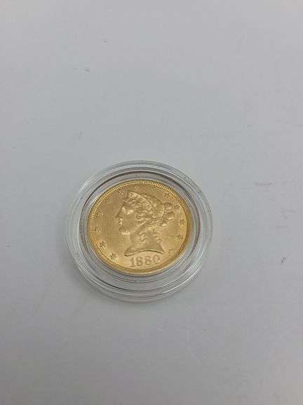 USA LIBERTY HEAD HALF EAGLE w/Motto 1880 gold coin image