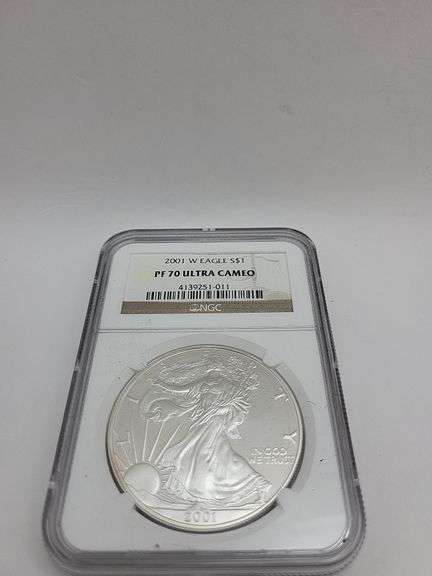 2001 W Eagle S $1 PF70 ultra CAMEO SILVER DOLLAR image