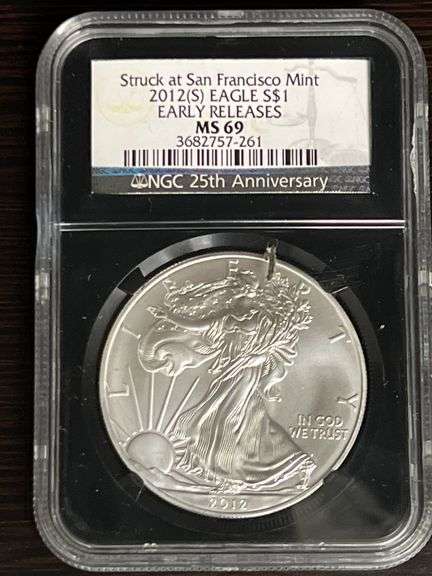 2012 S Silver Eagle MS69 Early Release 25th Anniversary image