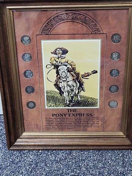 Framed "The Pony Express" Mercury Dime Collector's Set 10 Coin Set. image