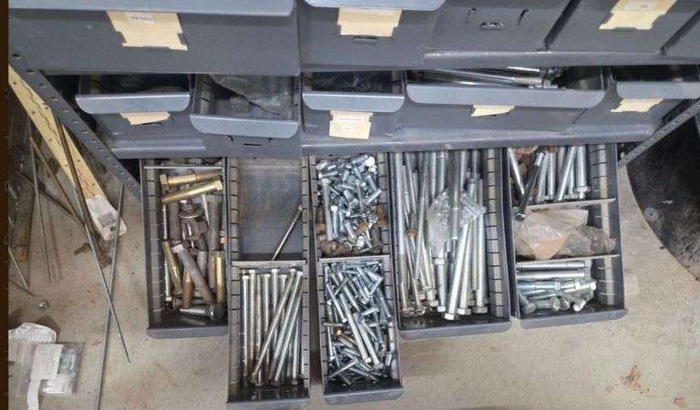 Industrial Parts Drawer Organizer with Fasteners, Screws, Casters