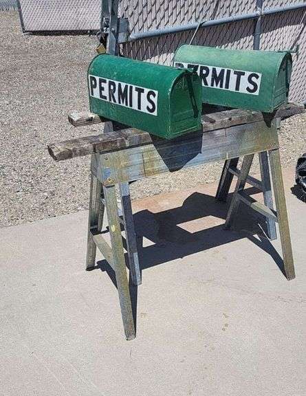 Pair Permit mail Boxes, saw horses