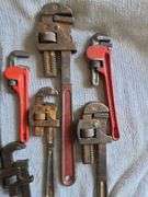 7 Pipe Wrenches Various Sizes
