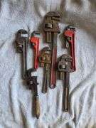 7 Pipe Wrenches Various Sizes
