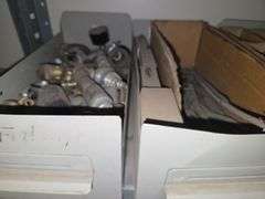 Contents on Top Side of Shelf Taps & Dies, Chisels, Drill Bits, Small Motors Etc
