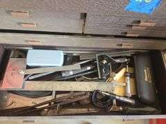 Tool Box w/ Various Tools Calipers, Punches, Dental Tools Etc