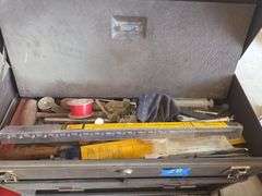 Tool Box w/ Various Tools Calipers, Punches, Dental Tools Etc