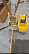 Commercial Mop Bucket with Wringer and Assorted Mop Handles