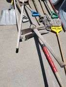 Assorted Lot of Shovels, Rakes and Garden Tools
