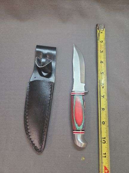 Small Tiger Skinner Knif3 8 1/2" Overall w/ Sheath image
