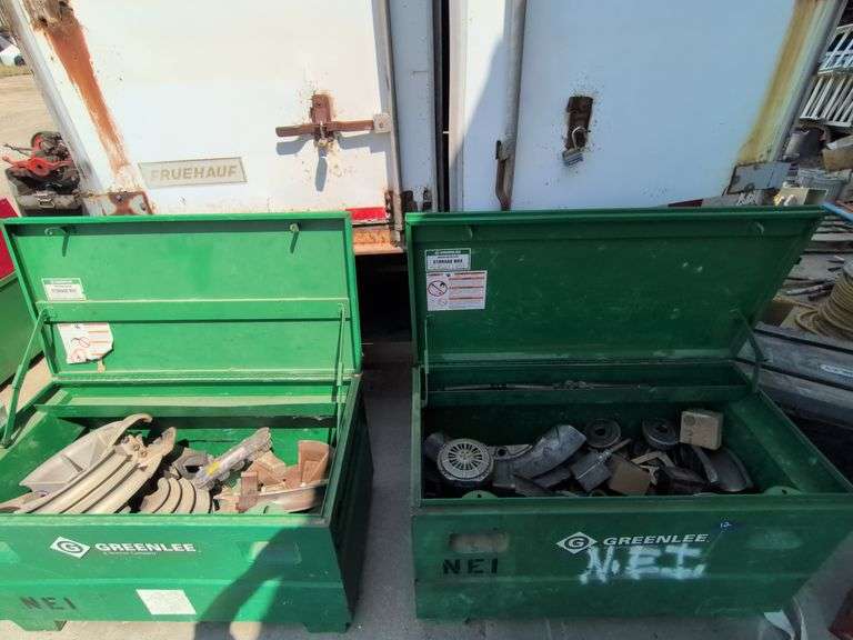 2 Greenlee tool chest with greenlee hydraulic conduit bender with accessories image