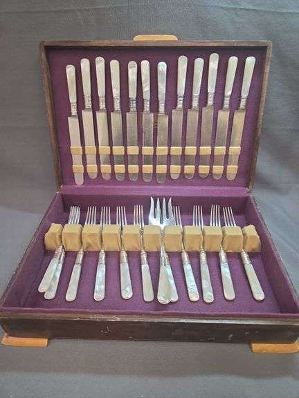 Kottle Cutlery Co. Sterling Silver Cutlery Set w/ Mother of Pearl Handles image