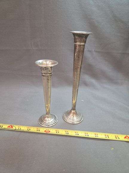 Two Weighted Sterling Silver Trumpet Vases image
