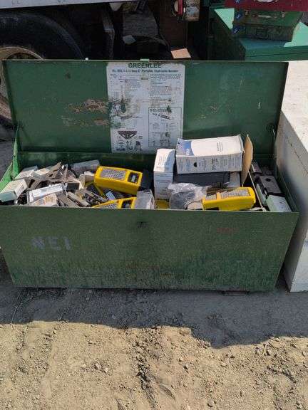 Greenlee toolbox with bulk labels, kroy labelers and mis. office accessories image