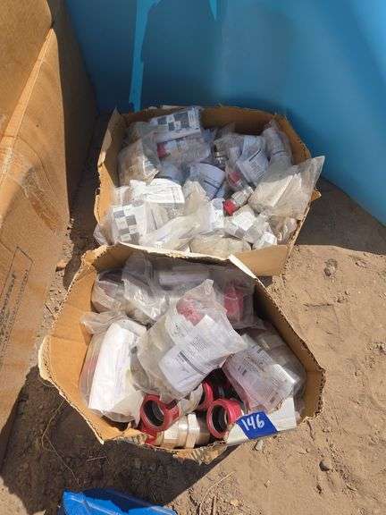 Two Boxes of Crouse Hinds aluminum anodized fittings image