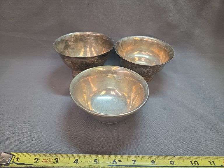 Three Sterling Silver Bowls image