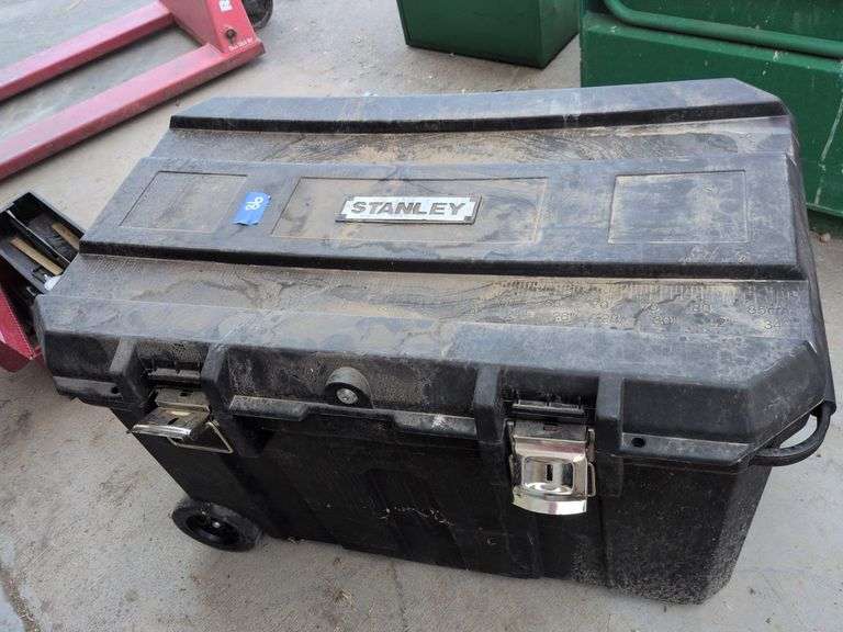 Rolling Stanley tote with computer monitors and keyboards and speakers image