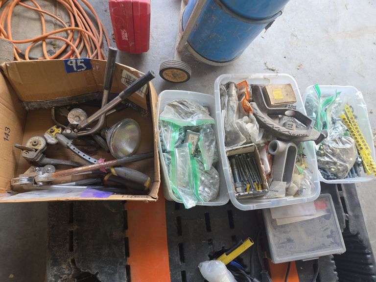 4 Boxes w/ Nuts, Bolts, Tube Benders, Etc image