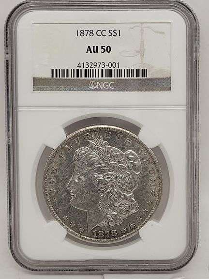 1878 CC USA MORGAN SILVER DOLLAR AU50 image
