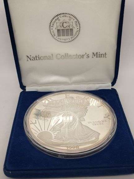 1998 Large 1 Pound Select-Silver Eagle walking liberty-national collectors Mint w/case image