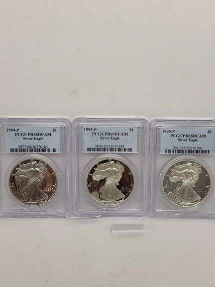 Misc dates USA Silver Eagle walking liberty 1oz silver coin OCGS PR68,69 DCAM image