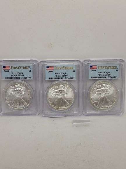 3-2009 USA Silver Eagle walking liberty PCGS MS69 1oz silver coin image