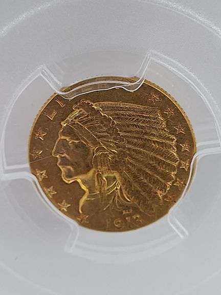 1913 $2.50 Gold Indian Head quarter eagle PCGS AU53 image