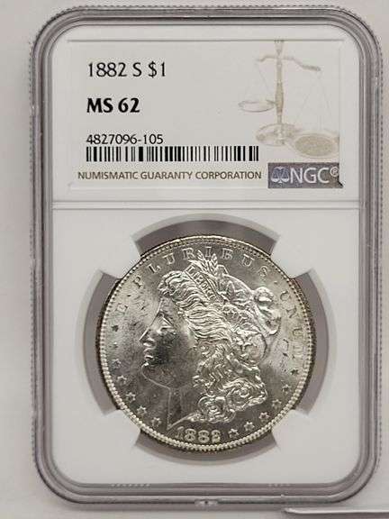 1882s MS62 S$1 USA MORGAN SILVER DOLLAR image