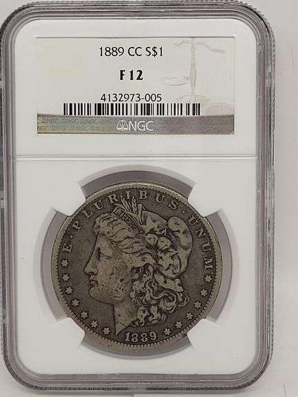 1889 CC USA MORGAN SILVER DOLLAR F 12 image